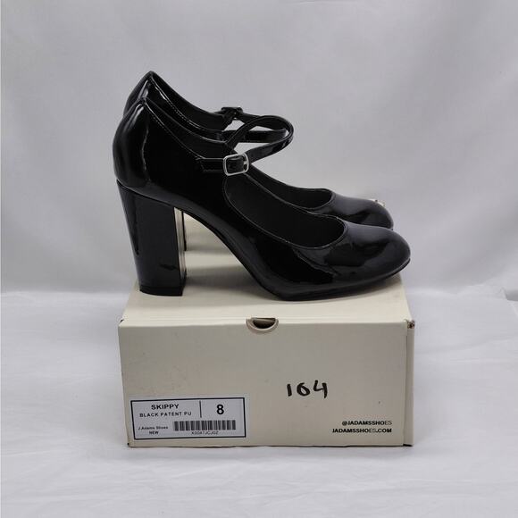 J. Adams Womens Mary Jane Chunky Block Heels Size 8 Black Patent Dress Shoes - Picture 2 of 15
